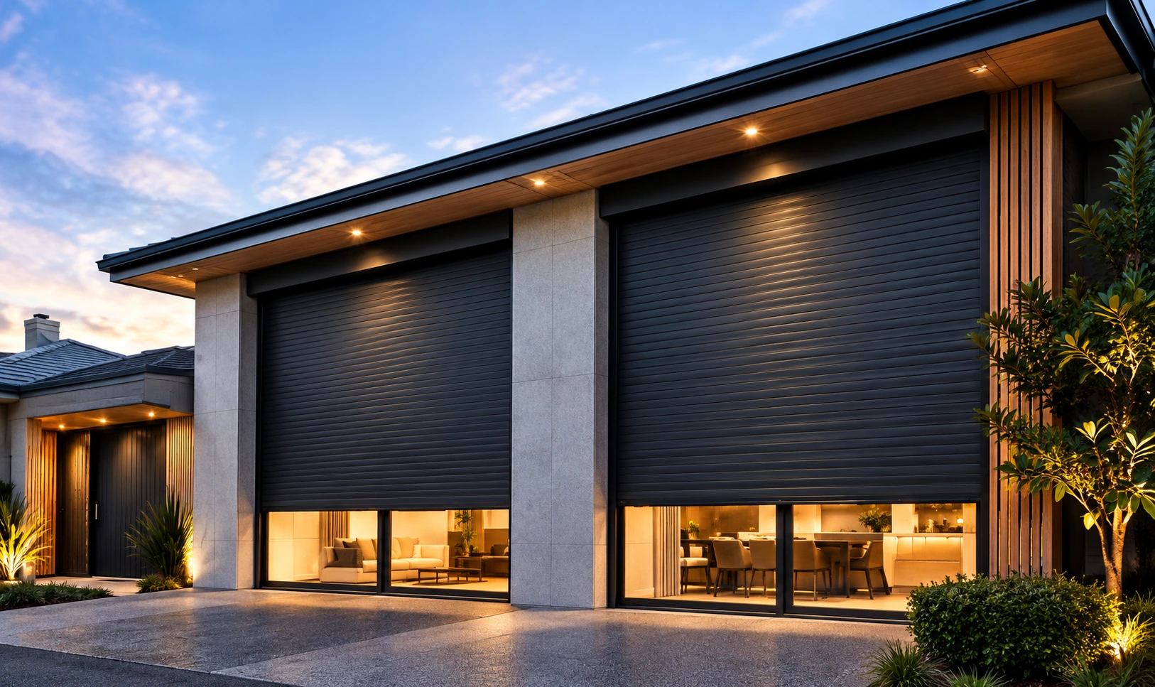 A clean shutter installation complements a modern home exterior.